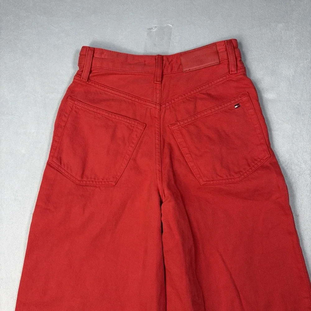 Tommy Hilfiger Jeans Women's Size 24X32 Actual 24X24.5  Red High-Rise Wide-Leg